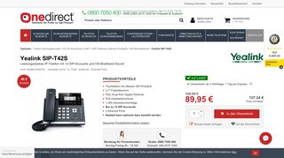
                            4. SIP-Telefon Yealink SIP-T42S für bis zu 12 SIP-Accounts - Onedirect.de