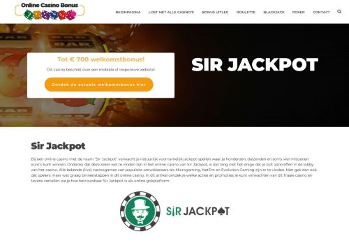 
                            6. Sir Jackpot casino: betrouwbaar casino met bonus en app?