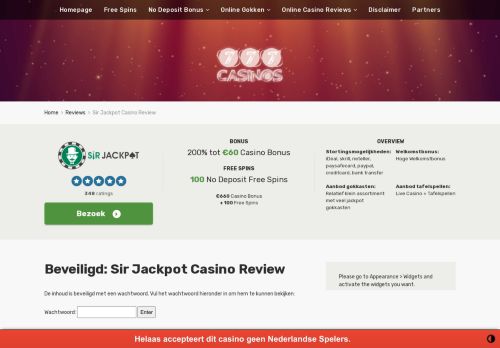 
                            9. Sir Jackpot Casino Review - €660 bonus + 100 Sir Jackpot free spins