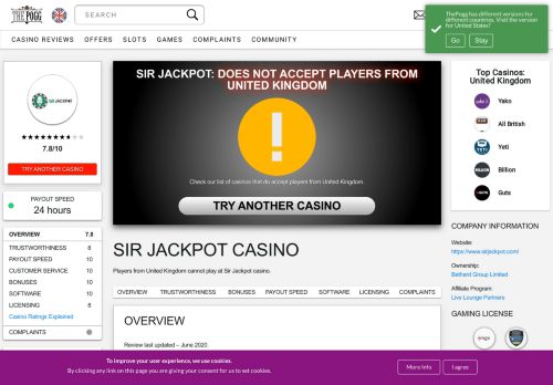 
                            13. Sir Jackpot Casino Review - Not Recommended | The Pogg