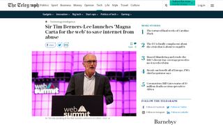 
                            11. Sir Tim Berners-Lee launches 'Magna Carta for the web' to save ...