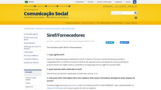 
                            3. Siref/Fornecedores — Secretaria Especial de Comunicação Social