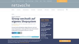 
                            7. Siroop wechselt auf eigenes Shopsystem | Netzwoche