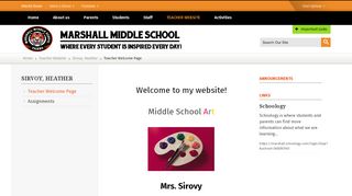 
                            13. Sirvoy, Heather / Teacher Welcome Page - Marshall Public Schools