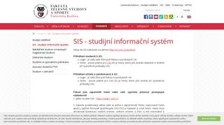 
                            12. SIS - studijní informační systém - Fakulta tělesné výchovy - FTVS