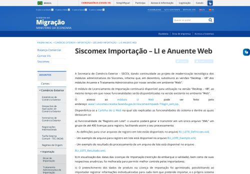 
                            6. Siscomex Importação – LI e Anuente Web - Mdic