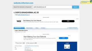 
                            10. sisfo.binadarma.ac.id at WI. Login | Sisfo Bina Darma - Website Informer