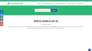 
                            3. sisfo.unisla.ac.id - Login SIAKAD UNISLA - Show Website Information