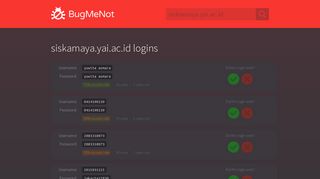 
                            8. siskamaya.yai.ac.id passwords - BugMeNot