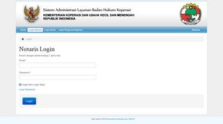 
                            6. Sistem Administrasi Layanan Badan Hukum Koperasi - Login