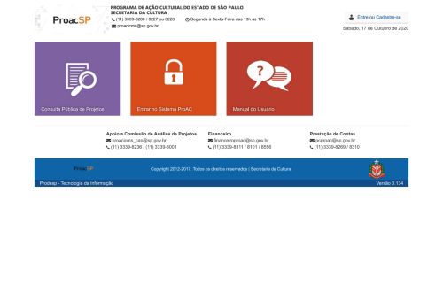 
                            4. Sistema de Cadastramento de Projetos: ProacSP