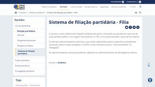 
                            4. Sistema de filiação partidária - Filiaweb — Tribunal Superior Eleitoral