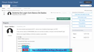 
                            3. Sistema De Login Com Banco De Dados - PHP - Fórum Script Brasil