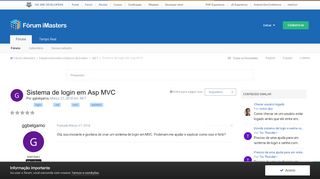 
                            3. Sistema de login em Asp MVC - .NET - Fórum iMasters