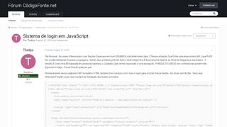 
                            3. Sistema de login em JavaScript - Javascript - Fórum CódigoFonte.net