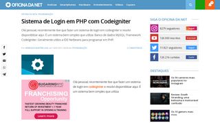 
                            2. Sistema de Login em PHP com Codeigniter - Oficina da Net