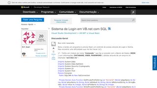 
                            9. Sistema de Login em VB.net com SQL - MSDN - Microsoft