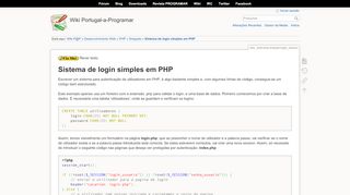 
                            4. Sistema de login simples em PHP [Wiki Portugal-a-Programar]