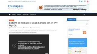 
                            8. Sistema de Registro y Login Sencillo con PHP y MySQL – Evilnapsis