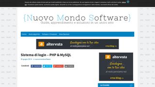 
                            12. Sistema di login - PHP & MySQL - Nuovo Mondo Software - Altervista