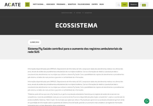 
                            10. Sistema Fly Saúde contribui para o aumento dos registros ... - Acate