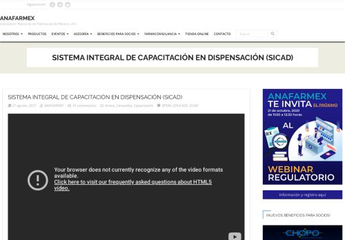 
                            10. Sistema Integral de Capacitación en Dispensación (SICAD) - Anafarmex