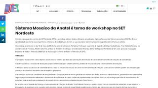 
                            7. Sistema Mosaico da Anatel é tema de workshop no SET Nordeste ...