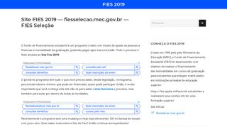 
                            10. Site FIES 2019 — fiesselecao.mec.gov.br — FIES Seleção