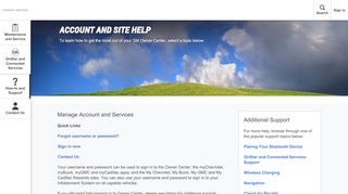 
                            5. Site Help and Troubleshooting - GM Owner Center