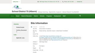 
                            11. Site Information - All Items - School District 70 (Alberni)