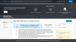
                            7. Site login failed due to strange warning - WordPress Development ...