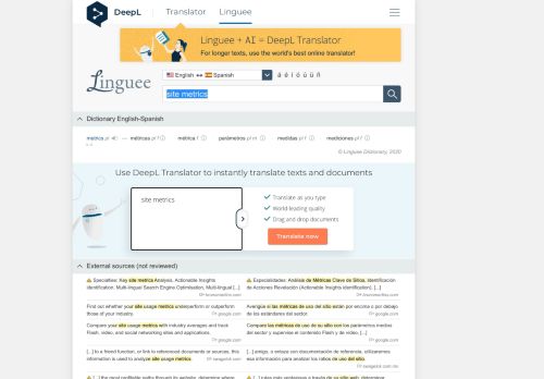 
                            12. site metrics - Spanish translation – Linguee