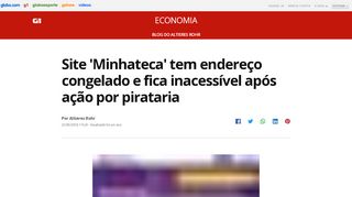 
                            7. Site 'Minhateca' tem endereço congelado e fica inacessível após ...