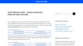 
                            6. SITE PROUNI 2019 – COMO ACESSAR - PROUNI.MEC.GOV.BR