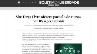 
                            11. Site Terça Livre oferece pacotão de cursos por R$ 9,90 mensais ...