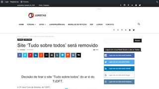 
                            13. Site 'Tudo sobre todos' será removido | Juristas