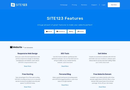 
                            6. SITE123 Features For Your Website - SITE123