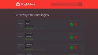 
                            10. site5.way2sms.com passwords - BugMeNot