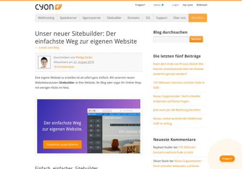 
                            1. Sitebuilder – Der einfachste Weg zur eigenen Website - Cyon