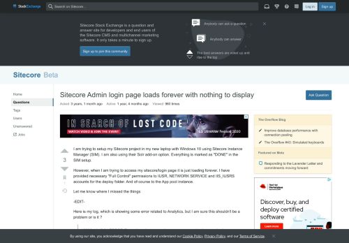 
                            1. Sitecore Admin login page loads forever with nothing to display ...