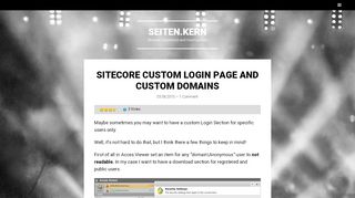 
                            1. Sitecore Custom Login Page and Custom Domains – Seiten.Kern