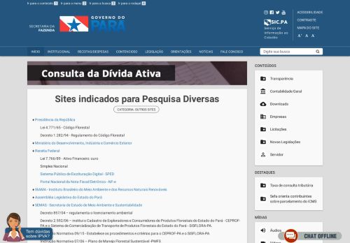 
                            6. Sites indicados para Pesquisa Diversas - Sefa