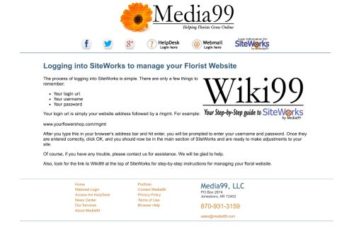 
                            10. SiteWorks Login Information | Media99 Florist Resource ...