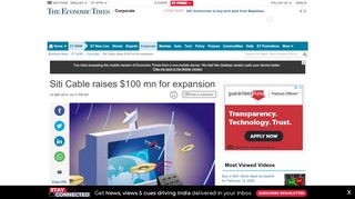 
                            8. Siti Cable raises $100 mn for expansion - The Economic Times ...