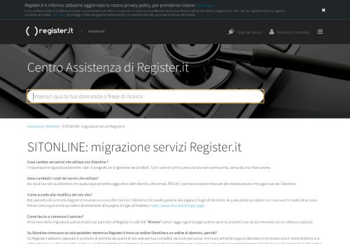 
                            2. SITONLINE: migrazione servizi Register.it - Register.it