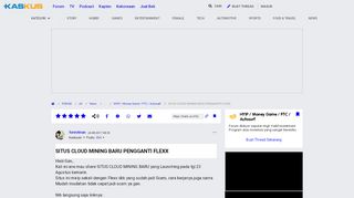 
                            2. SITUS CLOUD MINING BARU PENGGANTI FLEXX | KASKUS