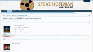 
                            13. Six (6) months free Tidal HiFi streaming subscrption | Steve ...