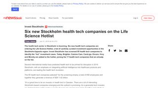 
                            12. ​Six new Stockholm health tech companies on the Life Science Hotlist ...