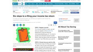 
                            2. Six steps to e-filing your income tax return - The Economic Times