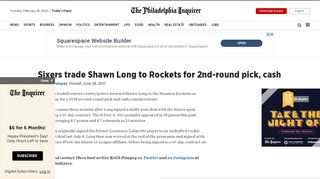 
                            7. Sixers trade Shawn Long to Rockets for 2nd-round pick, cash